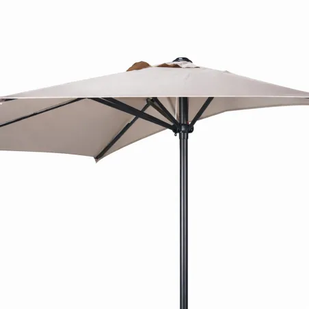 Parasol demi-rond taupe Ø2,7m - Toile 160g/m² manivelle