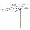 Parasol demi-rond taupe Ø2,7m - Toile 160g/m² manivelle