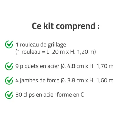 Clôture grillagée 20m x 1,20m - Maille 10x5cm - Fil 2,5mm