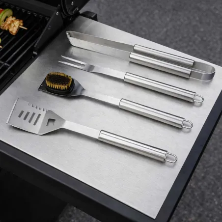 Kit 4 ustensiles barbecue inox - Mallette transport pratique