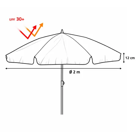 Parasol inclinable Ø2m taupe - Toile UPF30+ - Jardin/terrasse