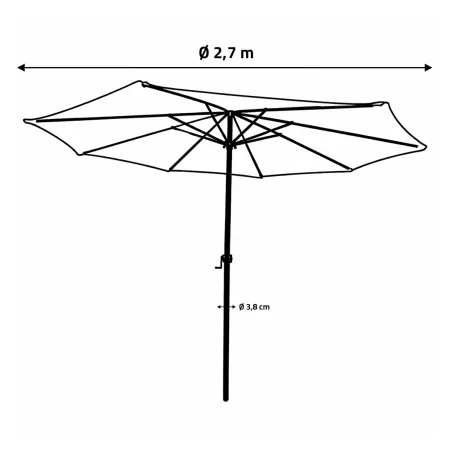 Parasol rond Ø 2,70 m marron – Ombre et élégance pour jardin