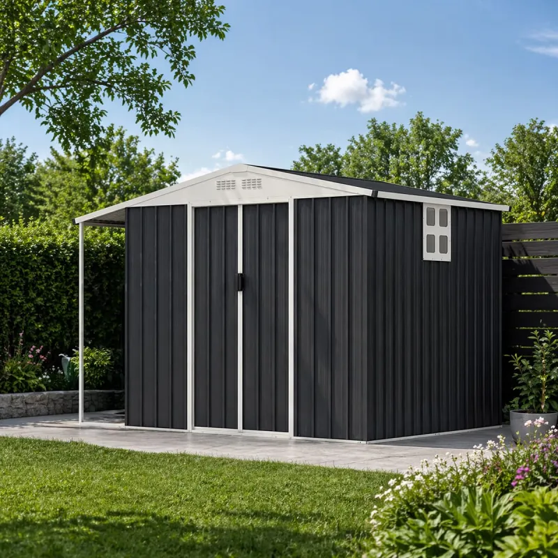 Abri acier Argence + carport - 2 portes coulissantes 1,28m²