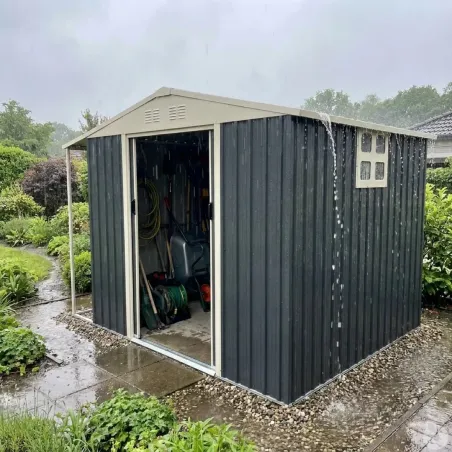 Abri acier Argence + carport - 2 portes coulissantes 1,28m²