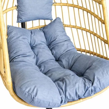 Chaise suspendue acier 4 pieds pliable avec coussin détente