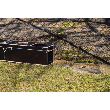 Piège bois 2 entrées pour nuisibles 135x19x24 cm