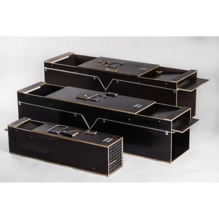 Piège bois 2 entrées pour nuisibles 135x19x24 cm