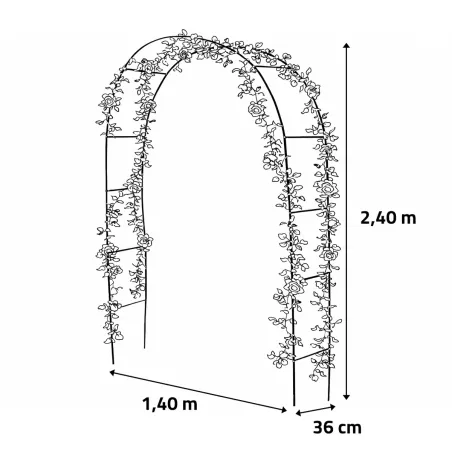 Arche métallique 140x36x240 cm pour jardin et plantes