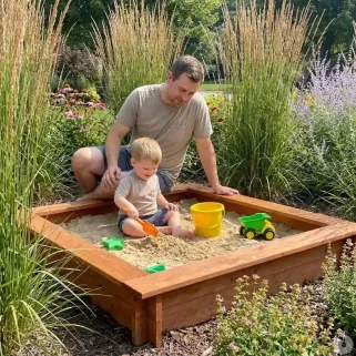Bac à sable en bois 120x120 cm - Jeu extérieur enfants