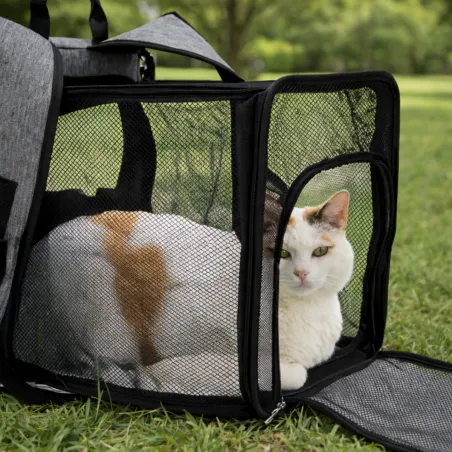 Sac de transport pliable pour animaux gris 32,5x25x40 cm