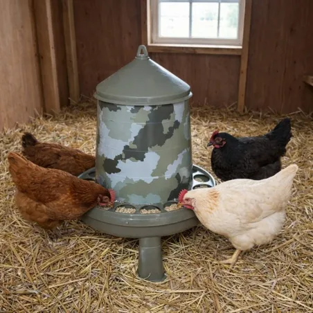 5 mangeoires camo 4kg sur pieds Ø33cm - élevage propre