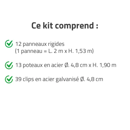 Clôture grillagée rigide 24m - 153cm - Galvanisée époxy