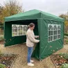 Tonnelle pliante 3x3 m acier vert avec parois latérales