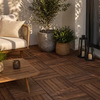 Dalles terrasse acacia 30x30 cm - Lot de 4 - Résistantes