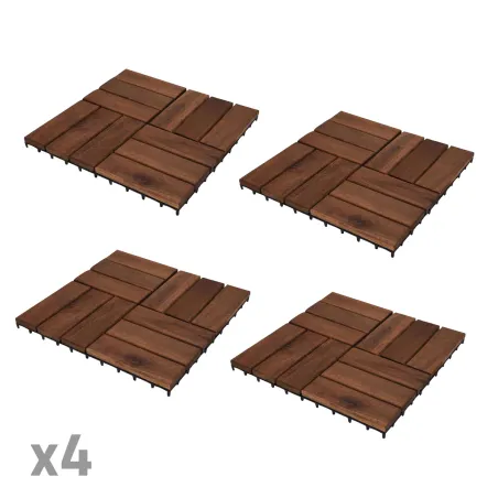 Dalles terrasse acacia 30x30 cm - Lot de 4 - Résistantes