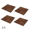 Dalles terrasse acacia 30x30 cm - Lot de 4 - Résistantes