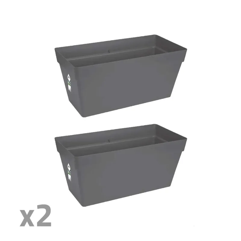 Lot de 2 jardinières Elho® 70 cm - Gris à réservoir