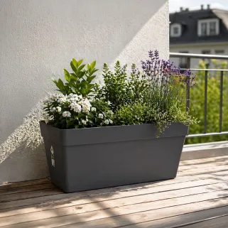 Jardinière Elho® mobile 70 cm - Gris à réservoir d'eau