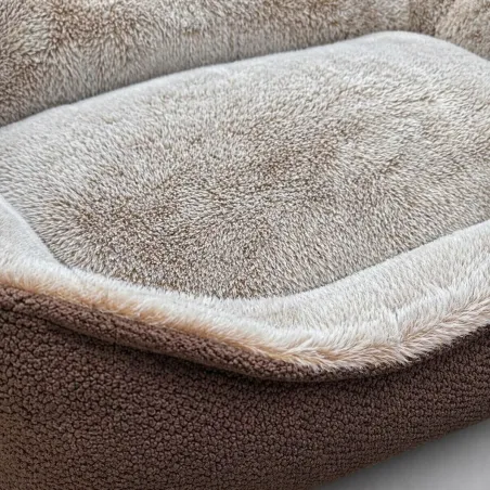 Coussin chien antidérapant 70x55cm - Marron & Beige confort