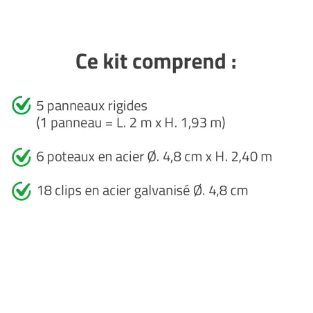 Clôture rigide 10m - Grillage époxy 193cm - Kit complet