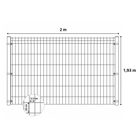 Kit clôture rigide 4m - Grillage époxy 193cm - Solide et durable