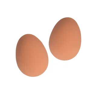 Œufs factices en caoutchouc brun - Lot de 2 pour poules