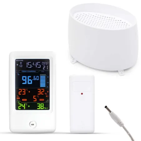 Station météo connectée avec pluviomètre - Écran couleur