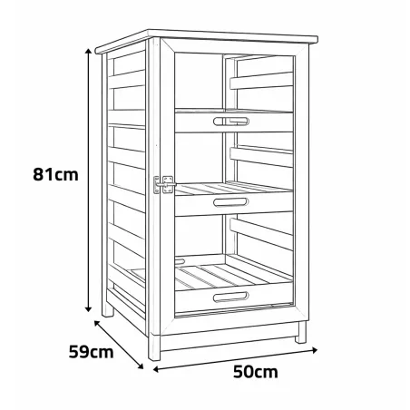 Fruitier en bois 3 tiroirs - 50x59x81 cm pour cuisine ou cave
