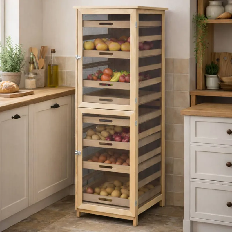 Garde-manger fruitier en hêtre 150 cm - 6 tiroirs