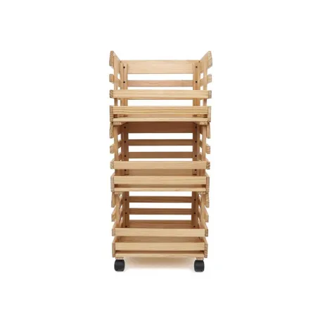 3 caisses à fruits en pin sur roulettes - 37x30x80 cm