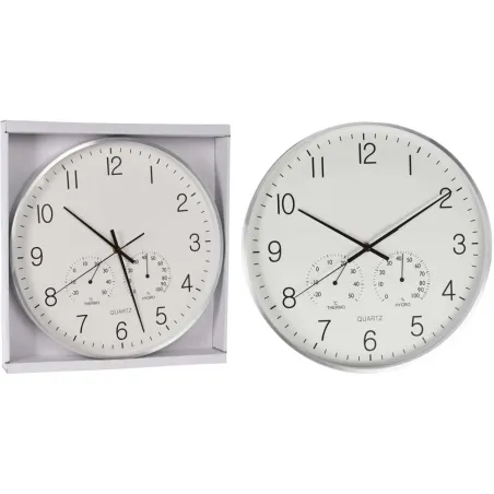 Horloge 3 cadrans alu | Heure, température, humidité