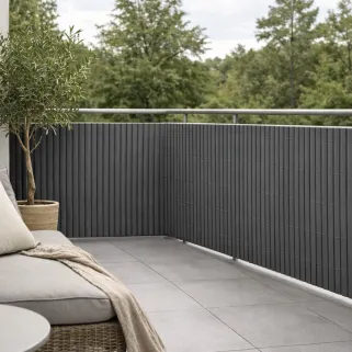 Canisse PVC occultante 1x5m gris - Fixations incluses