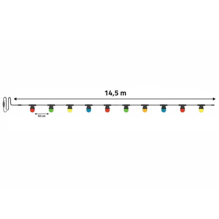 Guirlande LED 20 boules colorées - 14,5 m extérieur