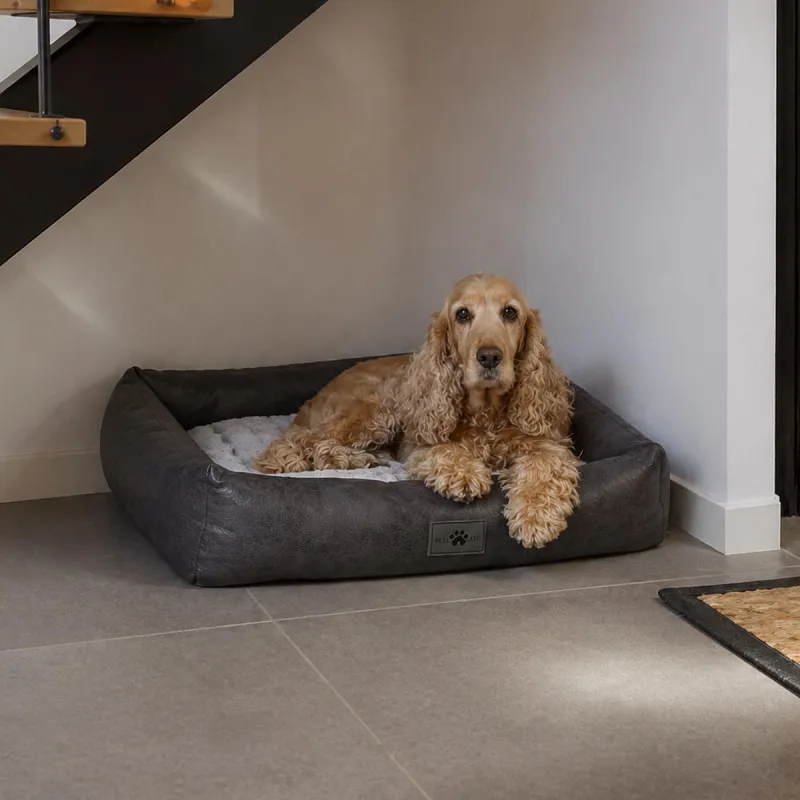 Coussin luxe effet croco pour chien - Noir/Blanc 63x48 cm