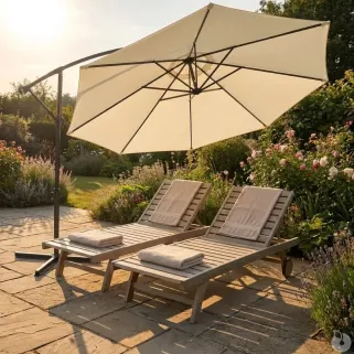 Parasol déporté Azur 3m - Toile résistante naturelle