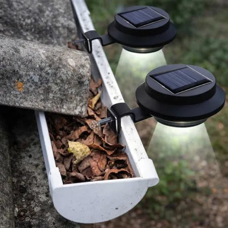 Éclairage solaire gouttière - Pack de 3 lampes LED