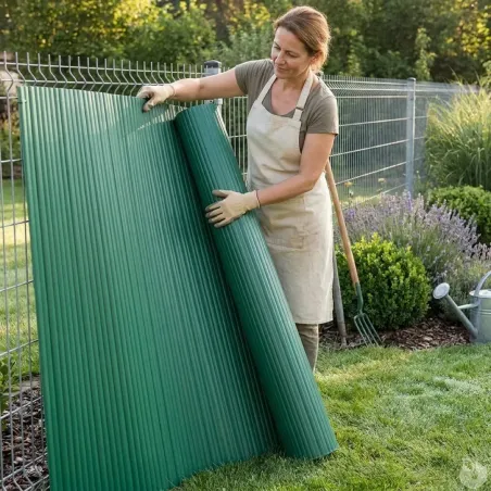 Canisse PVC occultante 1,5x5m vert - Kit fixation inclus
