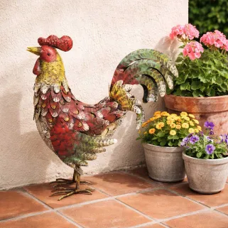 Coq décoratif en métal 44x15x45 cm - Style campagnard