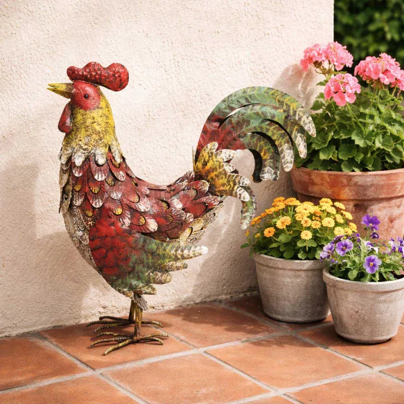 Coq décoratif en métal 44x15x45 cm - Style campagnard