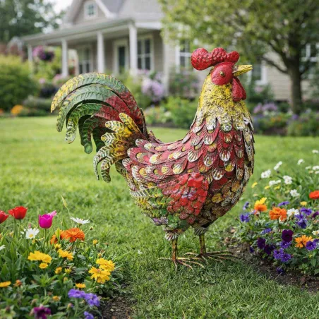 Coq décoratif en métal 44x15x45 cm - Style campagnard