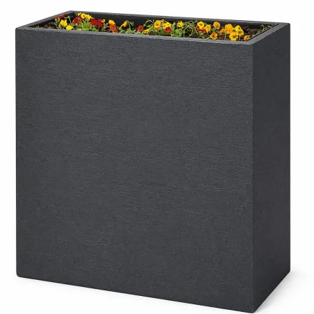 Pot anthracite plastique 60x26x60 cm pour jardin