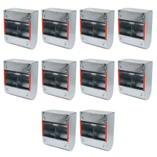 Mangeoires lapins trémie 2 cases - Lot de 10 en acier