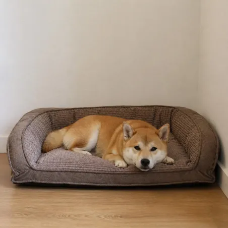 Coussin antidérapant doux pour chien - 90x63cm Marron