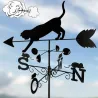 Girouette chat en métal décorative pour jardin et toit extérieur