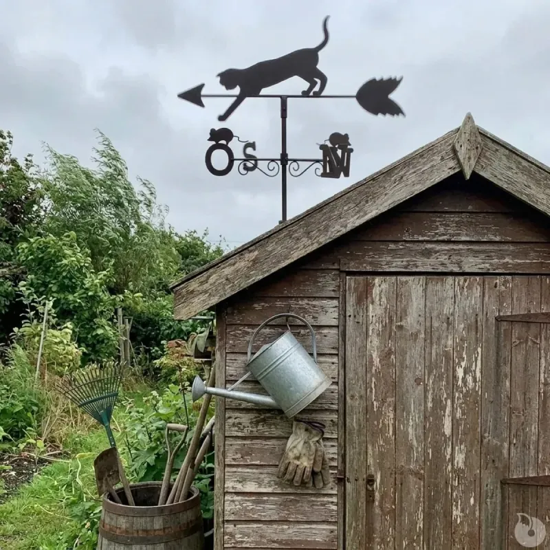 Girouette chat en métal décorative pour jardin et toit extérieur