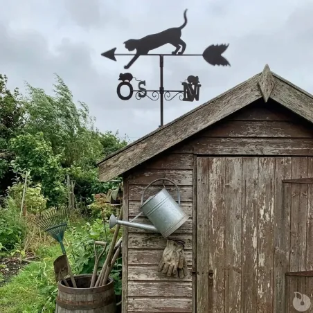Girouette chat en métal décorative pour jardin et toit extérieur