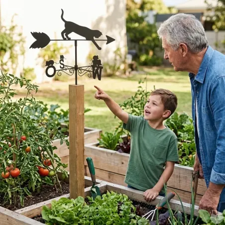 Girouette chat en métal décorative pour jardin et toit extérieur