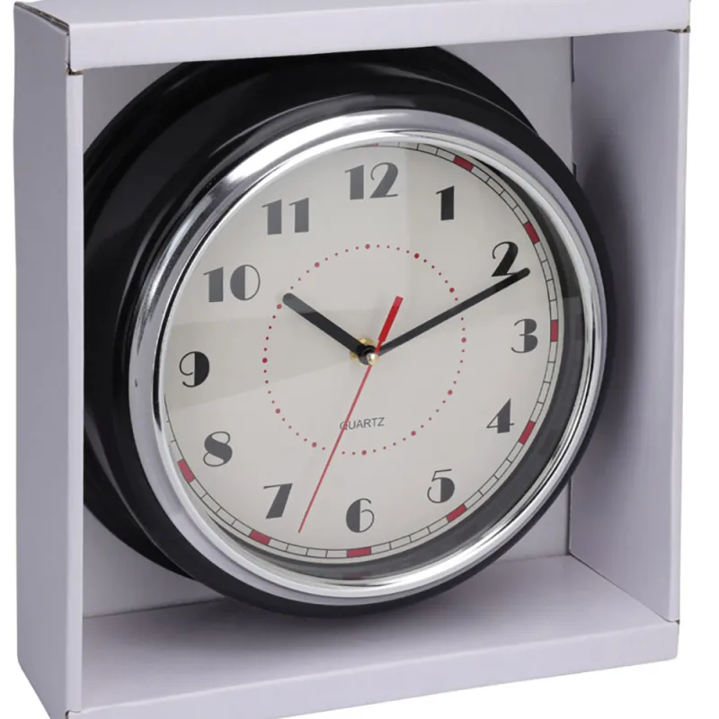 Horloge murale noire et argent Ø30 cm - Design & lisible