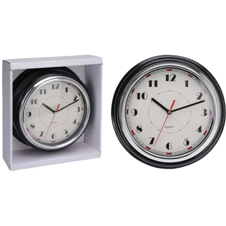 Horloge murale noire et argent Ø30 cm - Design & lisible