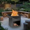 Brasero métal noir Ø57cm - Chaleur et style extérieur